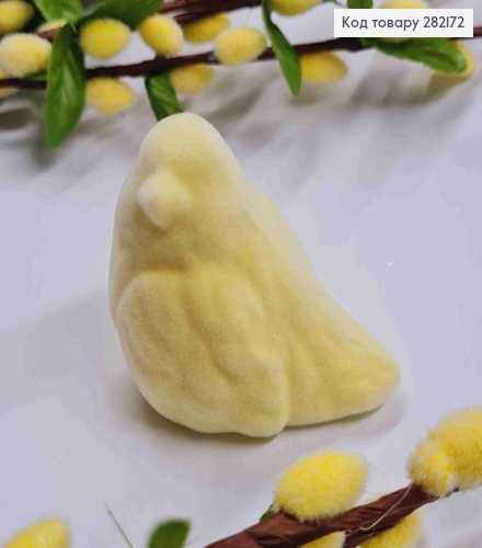 Фигурка "ВОРОБЕЙ", (пластик, бархат), ЖЕЛТОГО цвета, 5*5,5см 282172 фото 1