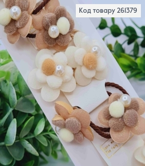 Набор резинок (20шт), "Цветок" с Бусинкой, Пастельные цвета, резинка 4см, зайчонок 3,5*3,5см 261379 фото