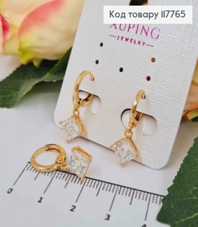 Серьги кольца (1,2см), с подвесным камешком (0,9см), Xuping 18К 117765 фото