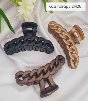 Краб пластик (крепкий), матовый, "Цепочка", 9,5см, Пастельных цветов в ассортименте. 214261 фото