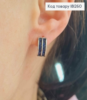 Сережки родовані, Пластинки з квадратними Синіми камінцями, англ. заст. 1,2см, Xuping 181260 фото