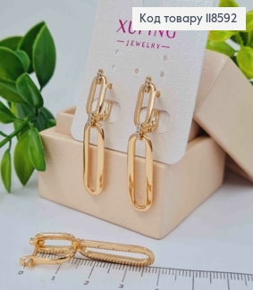 Серьги с подвижной овальной подвеской и с блестящими камешками, 1,8+2,3см, англ. застежка, Xuping 18К 118592 фото