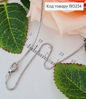 Цепочка родированая квадратное якорное плетение 1мм, длина 45см, Xuping  190234 фото