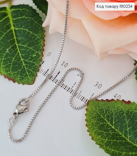 Цепочка родированая квадратное якорное плетение 1мм, длина 45см, Xuping  190234 фото 1