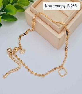 Браслет на ногу з Листочок-Квіточка-Ромб, довжина 24+5см, Xuping 18К 151263 фото