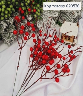 Декор Новогодний, веточка калины КРАСНОГО цвета, 36см 620536 фото