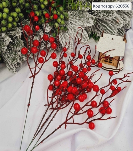 Декор Новогодний, веточка калины КРАСНОГО цвета, 36см 620536 фото 1