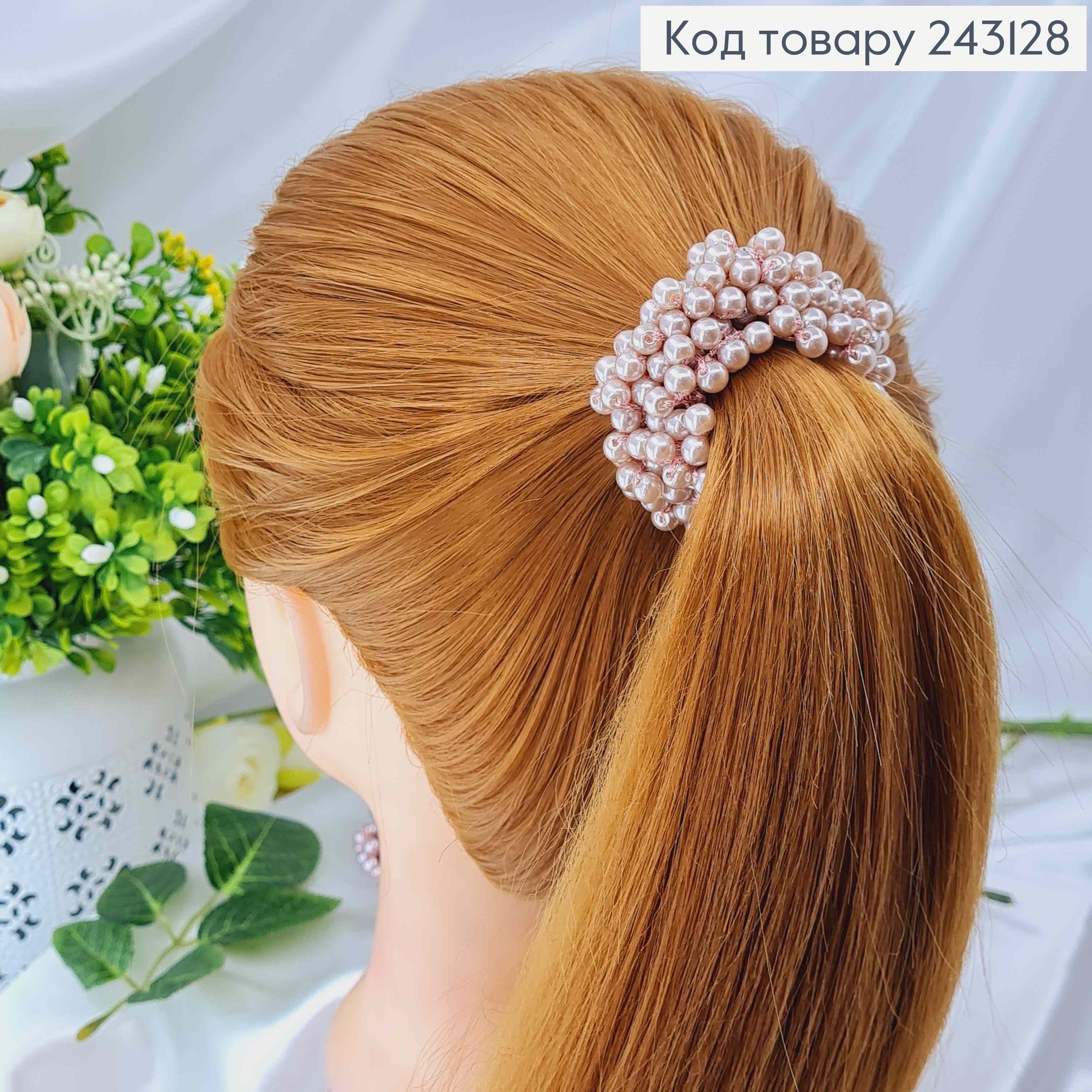 Резинка 7,5см прошита ЛІЛОВИМИ бусинками 243128 фото 1