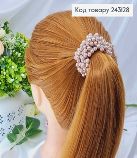 Резинка 7,5см прошита  ЛІЛОВИМИ   бусинками 243128 фото