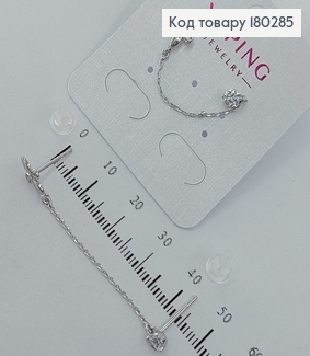 Сережки   гвіздки  на дві дирки  з камнями родіроване  медзолото Xuping 180285 фото