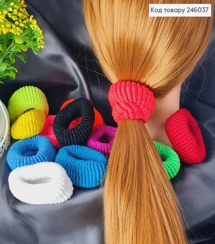 Резинка калуш Махра мягкая  большая цветная 12шт/уп  246037 фото 1
