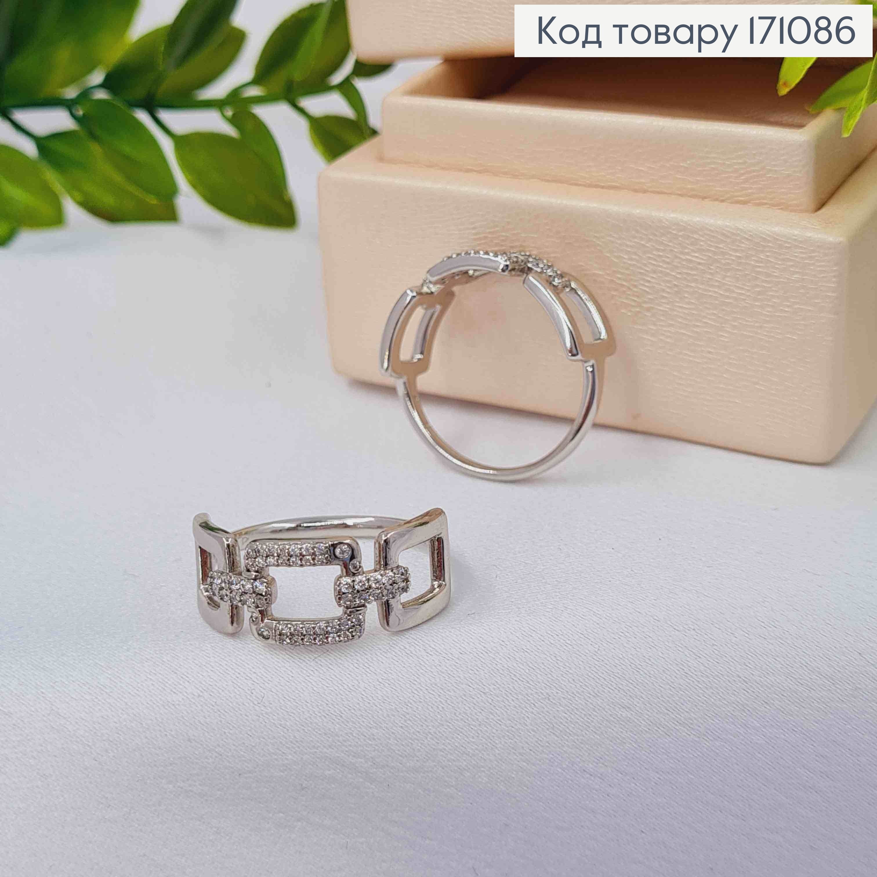 Кольцо родованное "Оливия" украшено Блестящими камнями, Xuping 171086 фото 3