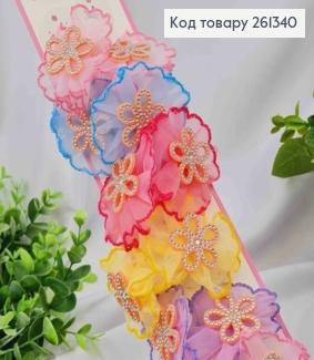 Набор резинок (20шт), БАНТИК + ЦВЕТОК в стразах, Яркие цвета, резинка 3см, бантик 6см 261340 фото