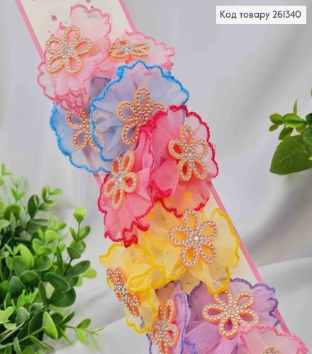 Набор резинок (20шт), БАНТИК + ЦВЕТОК в стразах, Яркие цвета, резинка 3см, бантик 6см 261340 фото 1