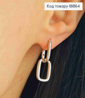 Серьги кольца овальные с подвижной овальной подвеской, 1,4+1,3см, Xuping 181864 фото