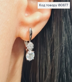 Сережки родовані "Леді" з камінцями (англ.застібка), 2*0,6см, Xuping 180877 фото