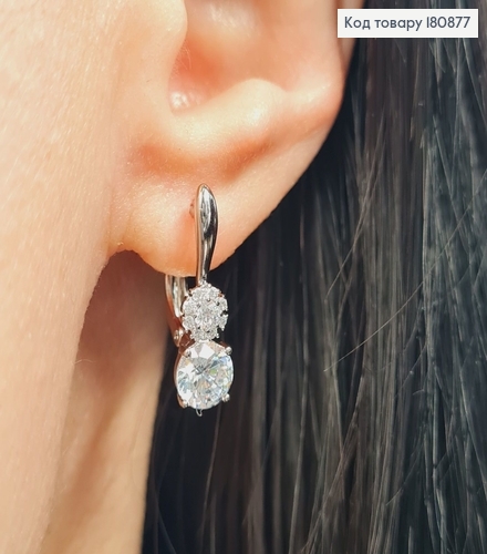 Сережки родовані "Леді" з камінцями (англ.застібка), 2*0,6см, Xuping 180877 фото 1