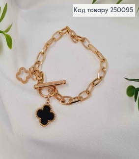 Браслет мідного кольору, Van Cleef з Чорною емаллю, 19см, сталь Stainless Steel 250095 фото