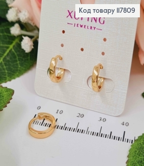 Серьги кольца, ширина 3мм, диаметр 1,1см, Xuping 18К. 117809 фото