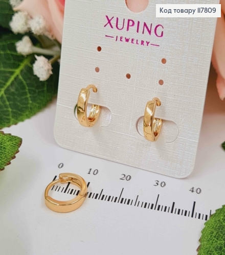Серьги кольца, ширина 3мм, диаметр 1,1см, Xuping 18К. 117809 фото 1