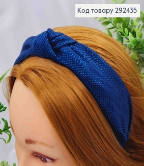 Обруч пластик, Чалма, в ткани с люрексом, Синего цвета, 3см, ручная работа, Украина. 292435 фото