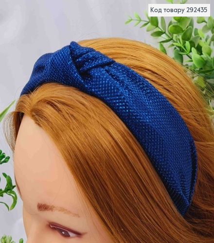 Обруч пластик, Чалма, в ткани с люрексом, Синего цвета, 3см, ручная работа, Украина. 292435 фото 1