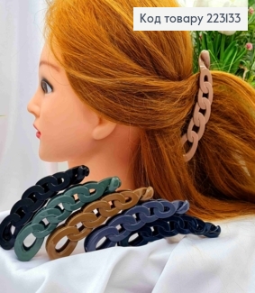 Заколка банан, глянцева, "Ланцюжок ", Кольори в асортименті, 12,5см 223133 фото