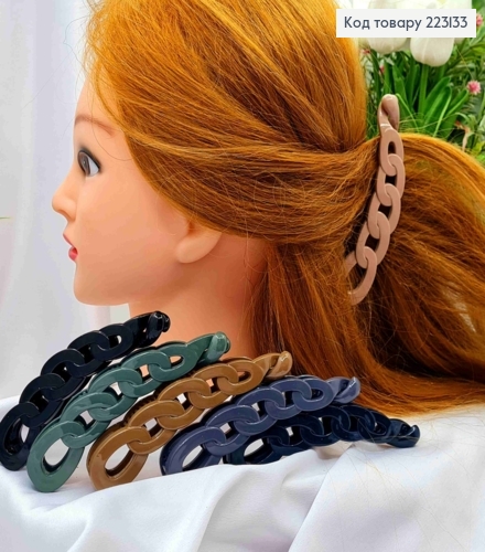 Заколка банан, глянцевая, "Цепочка", Цвета в ассортименте, 12,5см 223133 фото 1