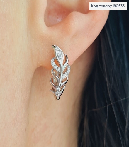 Серьги родированые Перишко, английская застежка 2*0,6см  Xuping 180533 фото 2