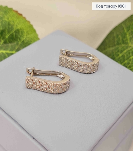 Серьги овальные украшены Блестящими камешками, длина 1,9см, англ застежка, Xuping 181611 фото 1