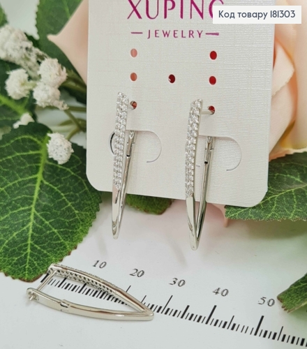 Серьги родованые стрелы, 3см, с камнями, Xuping 181303 фото 1