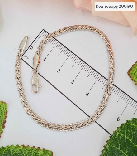 Браслет родованный, плетение Косичка, шир. 2,5мм, дл. 19см, Xuping 18K 200190 фото 1