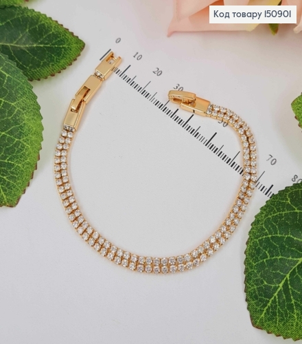 Браслет, з двома рядами камінців шир.4мм, довж.17+2,5см, Xuping 18K 150901 фото 2