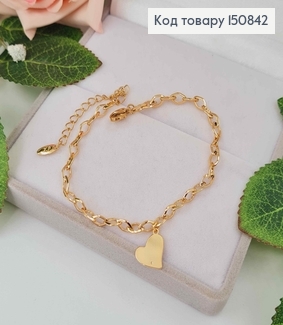 Браслет ромбовое плетение с подвеской плоским сердечком, дл.17+4см, Xuping 18K 150842 фото