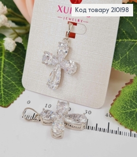 Крестик родованный, из четырех камешков, 2,1*1,9см, Xuping 210198 фото