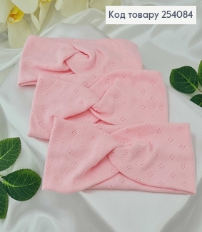 Повязка детская трикотаж(натур. ткан.) чалма РОЖЕВАЯ, ручная работа. Украина (17*7,5см) 254084 фото