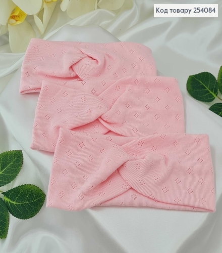 Повязка детская трикотаж(натур. ткан.) чалма РОЖЕВАЯ, ручная работа. Украина (17*7,5см) 254084 фото 1