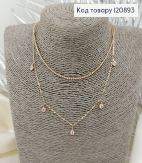 Подвеска 32,5+2,5см  двойная с камнями    18К  Xuping 120893 фото