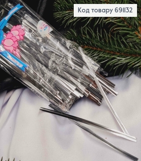 Фольгированная лента зажим-проволока, СЕРЕБРЯНОГО цвета, 10см, упаковка 50гр 691132 фото