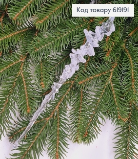 Іграшка на ялинку Бурулька прозора з інеєм 26см 619191 фото