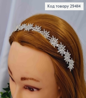Тиара под серебро, "Звездочки" с Блестящими камешками, 2см 294114 фото