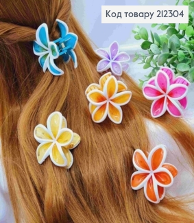 Краб пластик глянцевый "ГАВАЙСКИЙ ЦВЕТОК", 6см, Яркие цвета в ассортименте 212304 фото