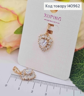 Кулон Серце з камінчка в оправі з камінців, 1,4см, Xuping 18K 140962 фото