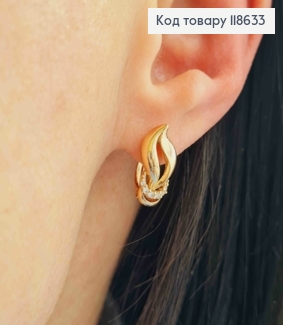 Серьги "Огоньки" с Блестящими камешками, 1,5см, английская застежка, Xuping 18К 118633 фото