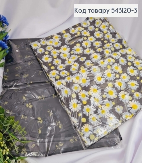 Пакет полиэтиленовый большой, Черный с цветами в ассортименте, 44х35см, 100шт/уп 543120-3 фото