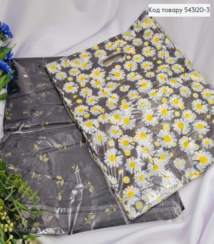 Пакет полиэтиленовый большой, Черный с цветами в ассортименте, 44х35см, 100шт/уп 543120-3 фото 1