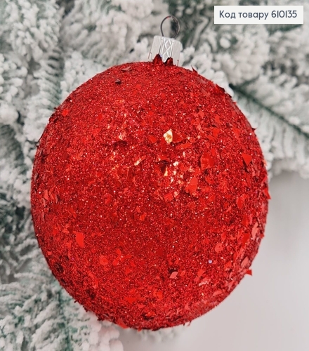 Игрушка шар 100 мм Луска КРАСНАЯ,  Украина 610135 фото 1