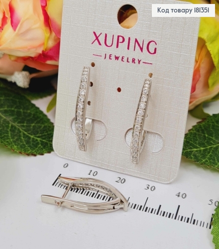 Сережки родованные, стрелы в камнях, 2,5см, англ. Xuping 181351 фото 1