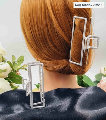 Краб метал 9см, прямокутний, СРІБНИЙ колір 215542 фото 2