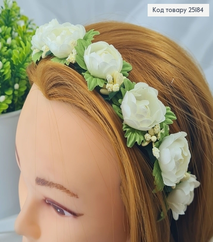 Віночок метал,  МОЛОЧНІ  піони , ручна робота, Україна 287012 фото 1